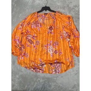 Women’s Vince Camuto Floral Blouse Orange Pink Plus Size 3X NWT